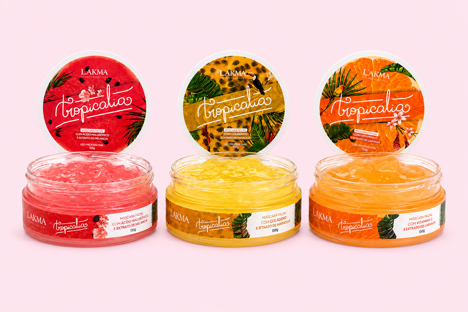 Kit 3 Máscaras Tropicalia Frutas colágeno, vitamina C e acido
